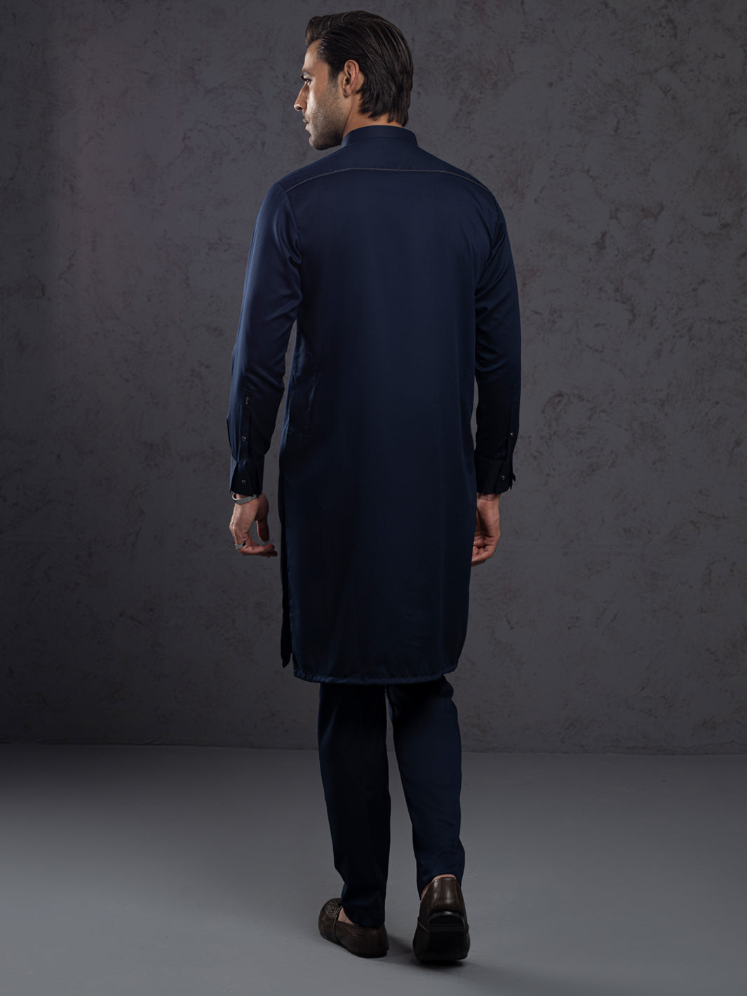 Midnight Blue Blended Kurta Trousers - ALET-KT-1003-R2
