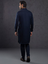 Midnight Blue Blended Kurta Trousers - ALET-KT-1003-R2