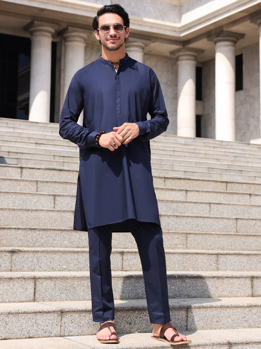 Blue Cotton Kurta Trouser - AL-KT-2980 - Almirah Online