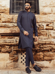 Grey Blended Kurta Trouser - AL-KT-3000B - Almirah Online