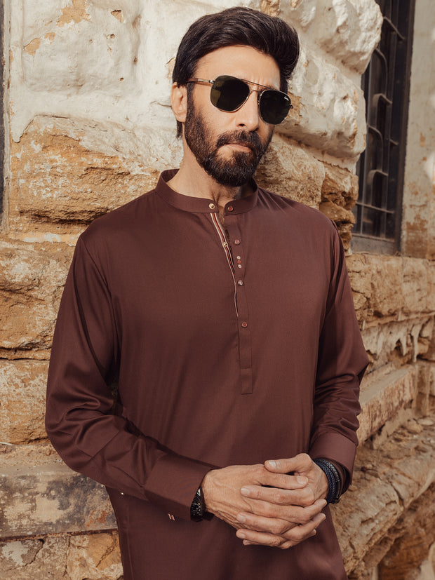 Maroon Blended Kurta Trouser - ALET-KT-1006 - Almirah Online