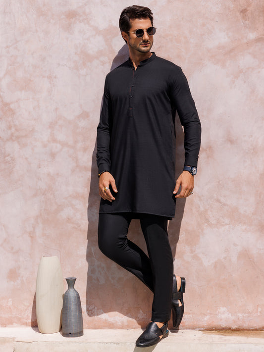 Black Blended Kurta Trouser - AL-KT-3003 - Almirah Online