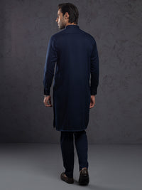 Midnight Blue Plain Kurta Trousers - ALET-KT-3003-R2