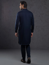 Midnight Blue Plain Kurta Trouser - ALET-KT-3003-R3