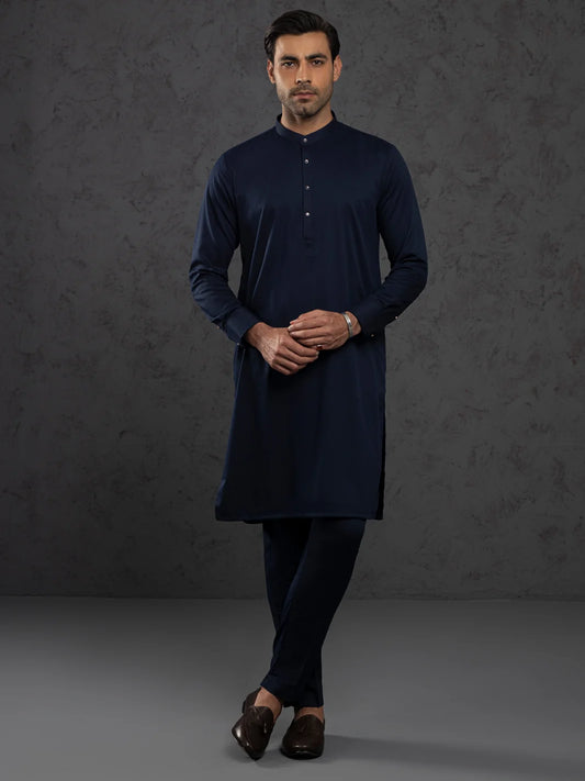 Midnight Blue Plain Kurta Trouser - ALET-KT-3003-R3