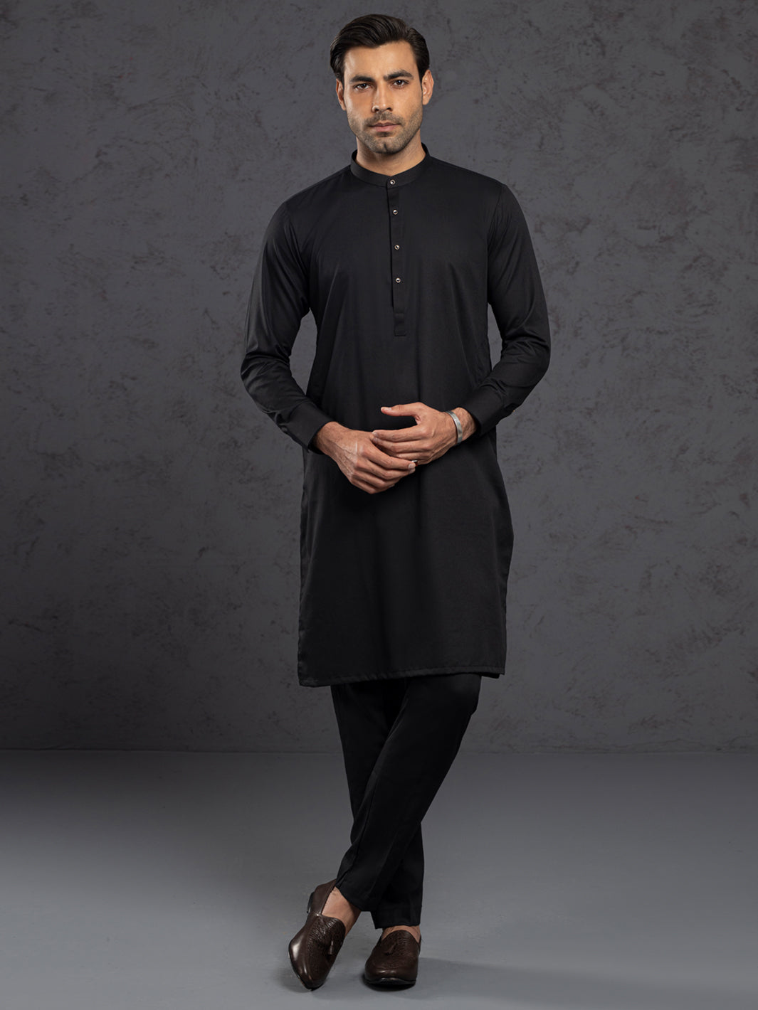 Black Plain Kurta Trousers - ALET-KT-3004