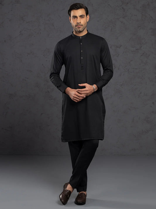 Black Plain Kurta Trouser - ALET-KT-3004-R3