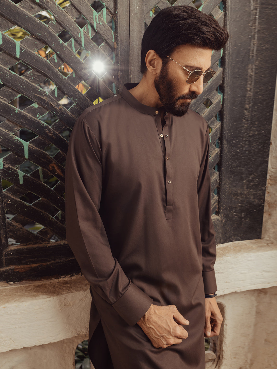 Brown Plain Kurta Trousers - ALET-KT-3005-R2