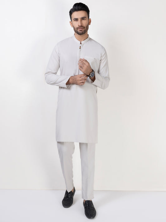 Light Grey Blended Kurta Trouser - AL-KT-3011