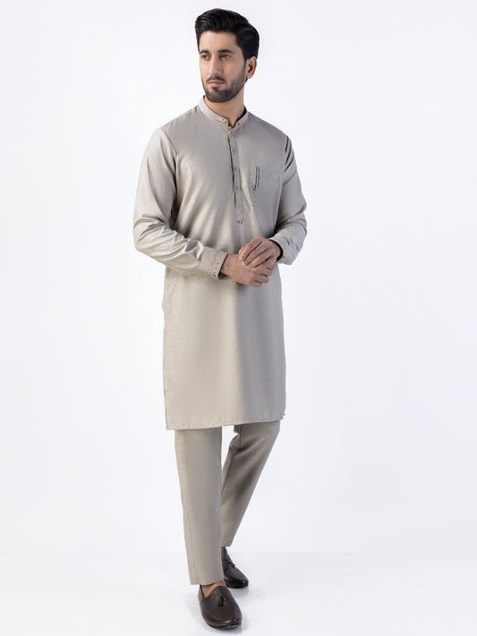Khaki Blended Kurta Trouser - AL-KT-3015