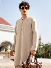 Sand Brown Blended Kurta Trouser - AL-KT-3043A - Almirah Online