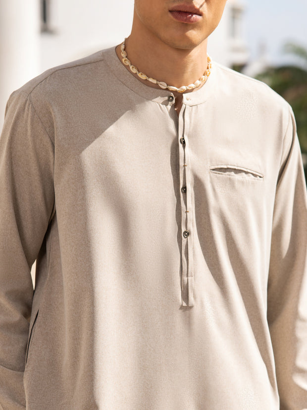 Sand Brown Blended Kurta Trouser - AL-KT-3043A - Almirah Online