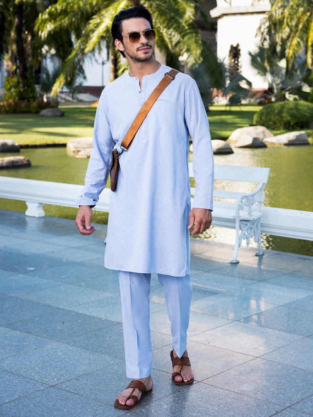 Light Grey Blended Kurta Trouser - AL-KT-3043C - Almirah Online