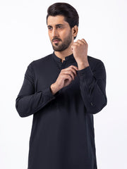 Black Poly Cotton Kurta Trouser - AL-KT-3046A - Almirah Online