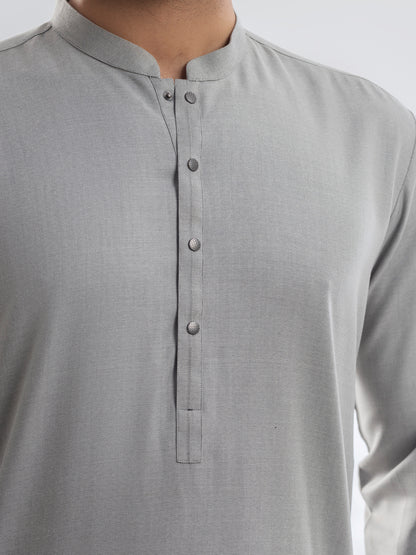 Ash Grey Blended Kurta Trouser - AL-KT-3140