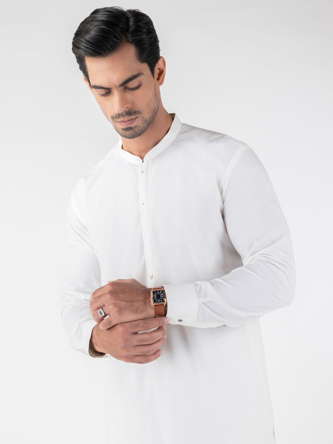 Off White Cotton Kurta Trousers - AL-KT-3219