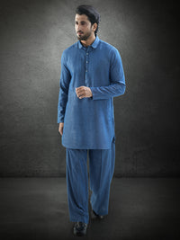 Blue Blended Kurta Trousers - AL-KT-3282
