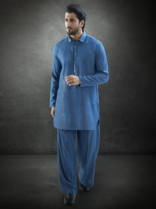 Blue Blended Kurta Trousers - AL-KT-3282