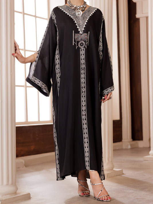 Black Maple Silk Tunic - AL-LK-1004 - Almirah Online