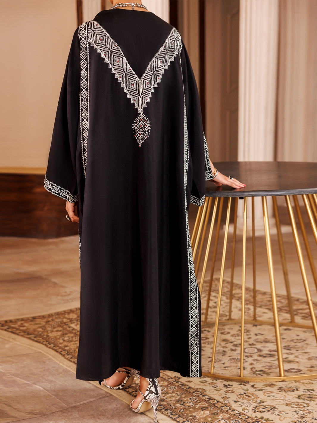 Black Maple Silk Tunic - AL-LK-1004 - Almirah Online