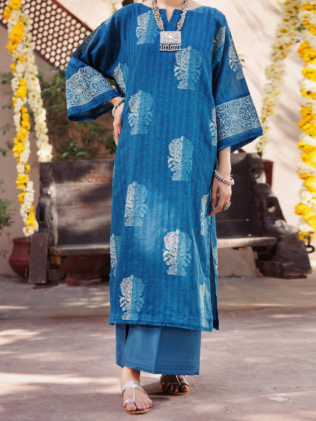Blue Dobby Kurti - AL-LK-1060