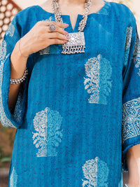 Blue Dobby Kurti - AL-LK-1060