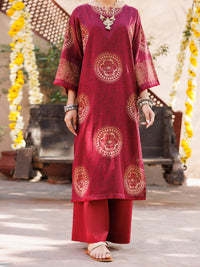 Maroon Dobby Kurti - AL-LK-1061