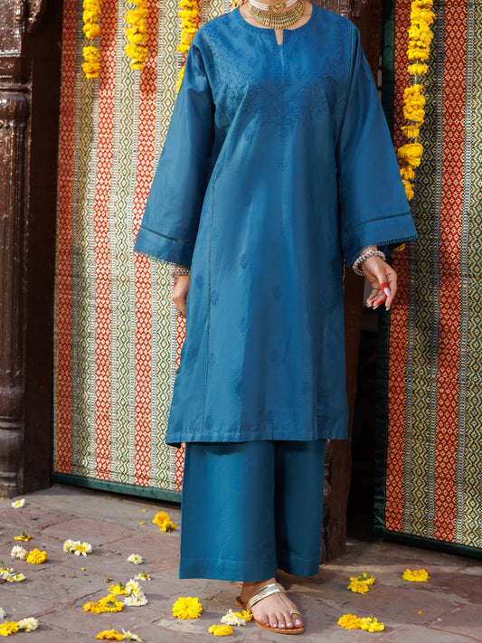 Turquoise Cambric Kurti - ALP-LK-1063