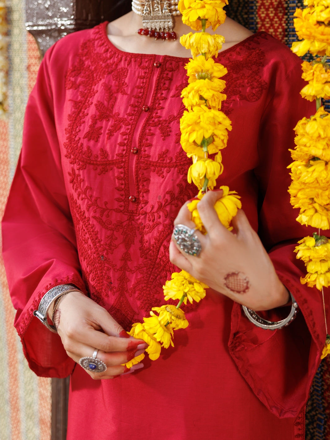 Red Lawn Kurti - AL-LK-1065