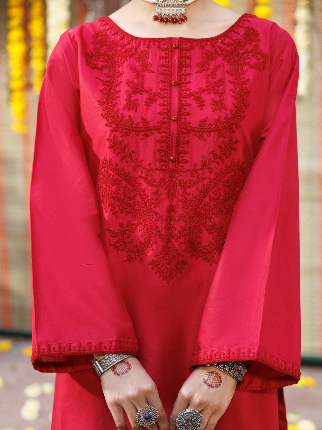 Red Lawn Kurti - AL-LK-1065