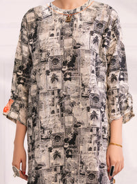 Black & White Dobby Kurti - AL-LK-1079