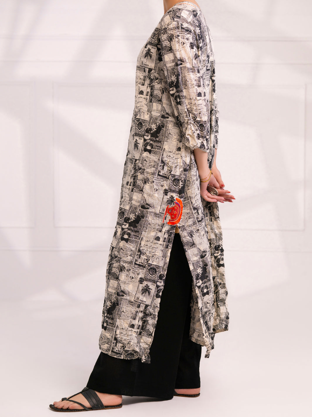 Black & White Dobby Kurti - AL-LK-1079