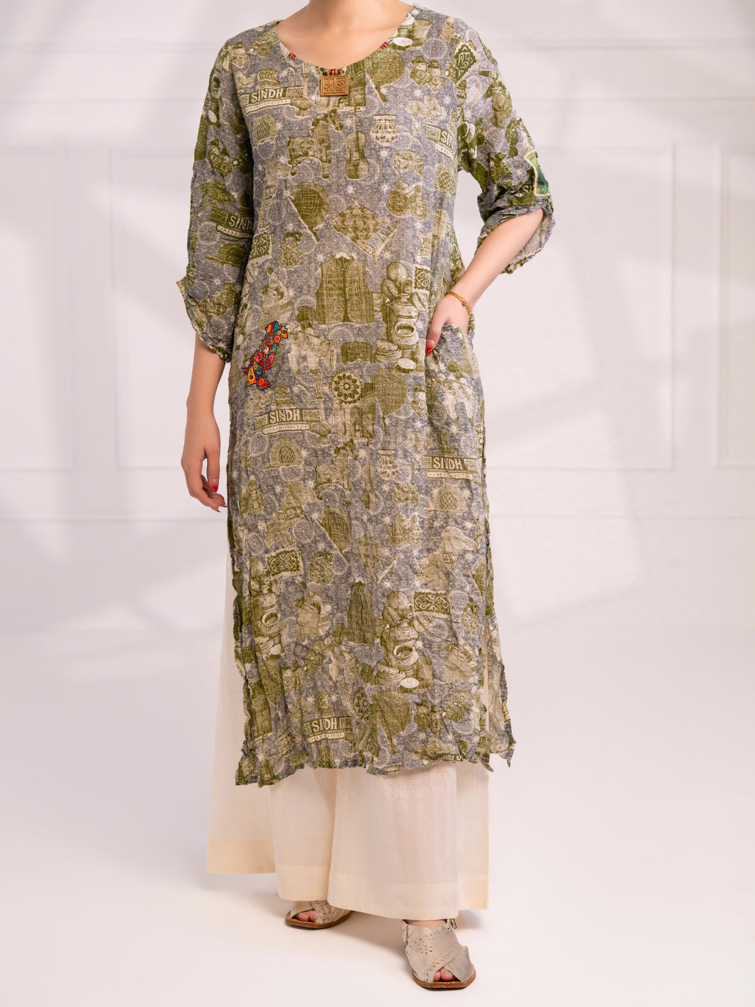 Light Green Dobby Kurti - AL-LK-1080
