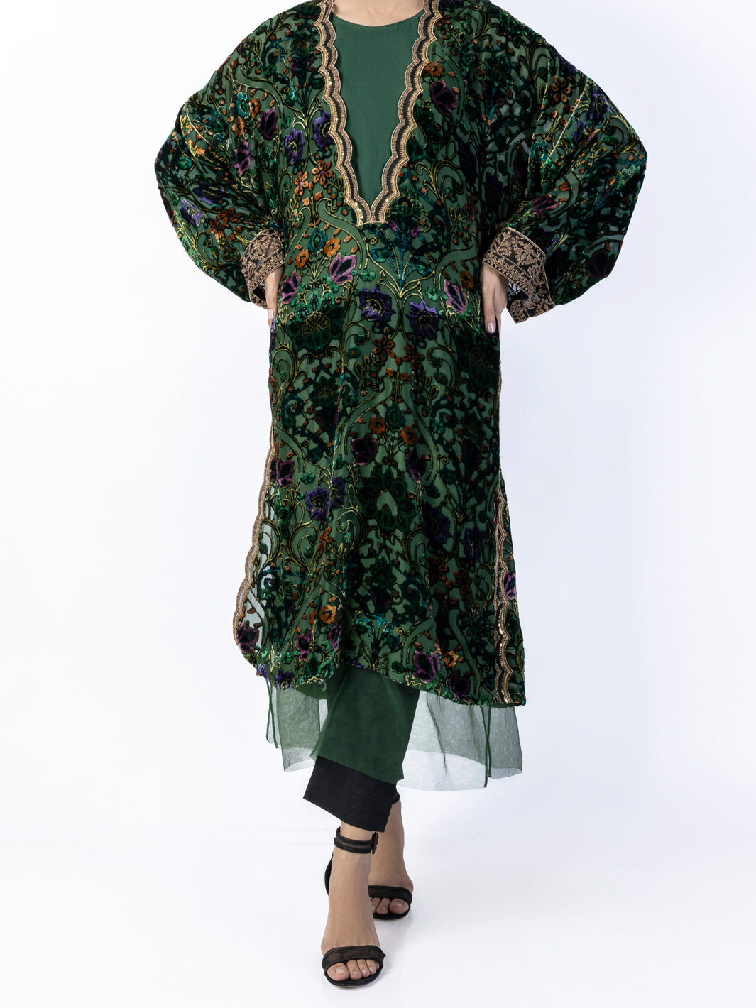 Green Burn Out Tunic - AWP-LK-637 - Almirah Online