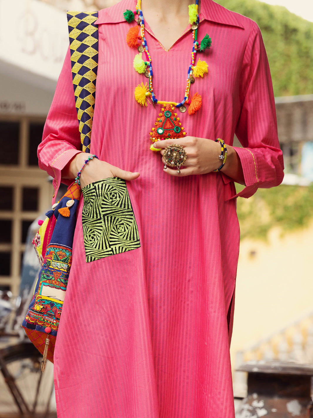 Pink Yarn Dyed Tunic - AL-LK-870