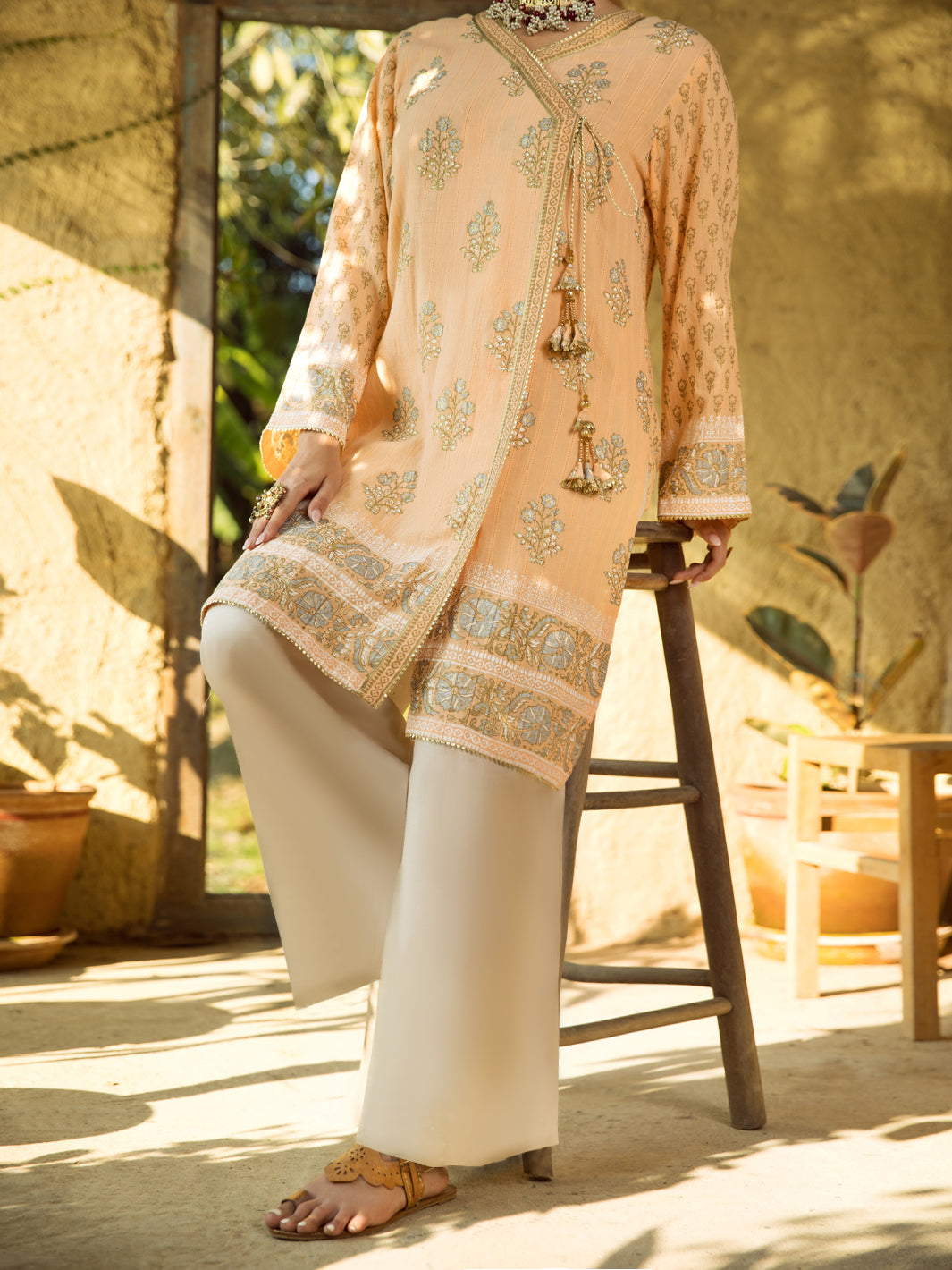 Peach Lino Kara 2Pc Stitched - AL-2PS-LKS-878