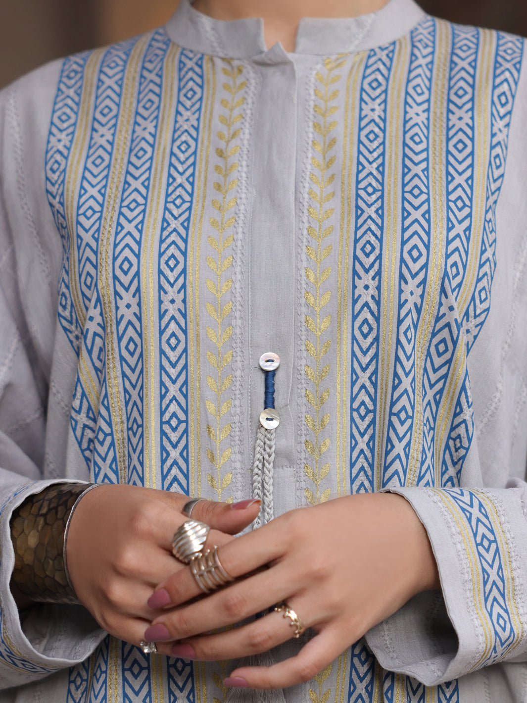 Grey Dobby Jacquard Tunic - AL-LK-912