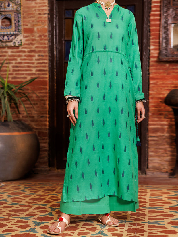 Green Yarn Dyed Tunic - AL-LK-972 - Almirah Online