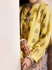 Yellow Yarn Dyed Tunic - AL-LK-973 - Almirah Online