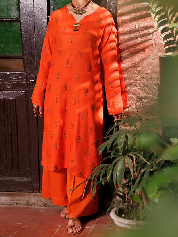 Orange Yarn Dyed Tunic - AL-LK-974 - Almirah Online