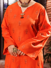 Orange Yarn Dyed Tunic - AL-LK-974 - Almirah Online