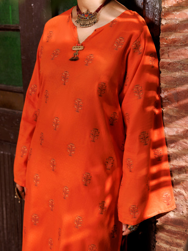 Orange Yarn Dyed Tunic - AL-LK-974 - Almirah Online