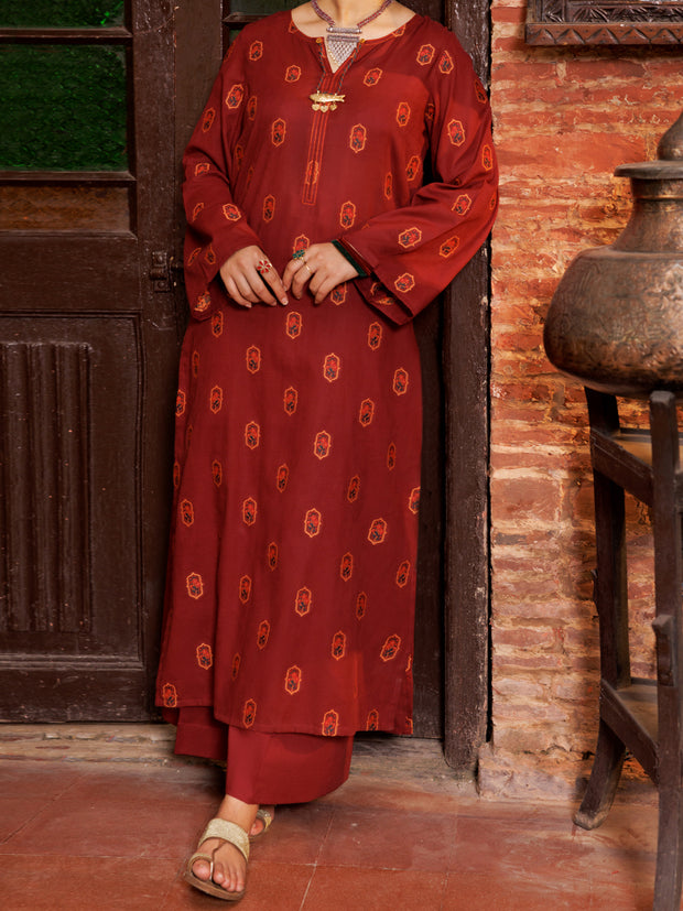 Maroon Yarn Dyed Tunic - AL-LK-976 - Almirah Online