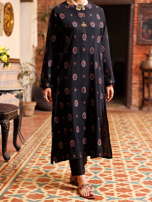 Black Yarn Dyed Tunic - AL-LK-977 - Almirah Online