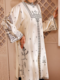 Black-White Cambric 2Pc Stitched - AL-2PS-LKS-1001