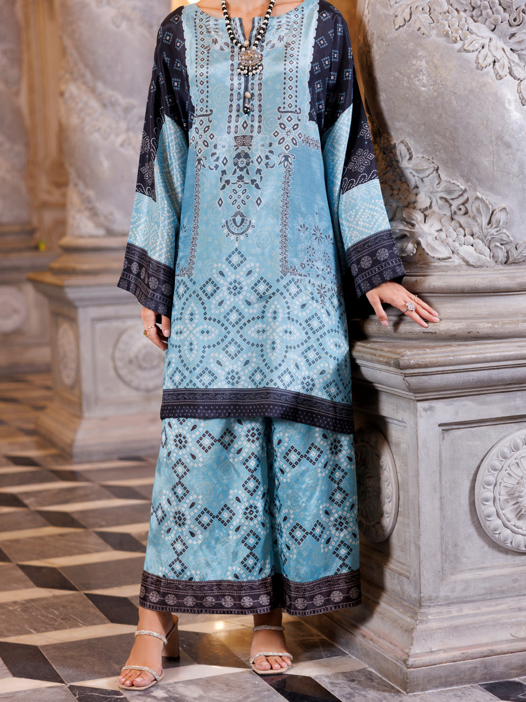 Ice Blue Thai Silk 2Pc Stitched - AL-2PS-LKS-1010