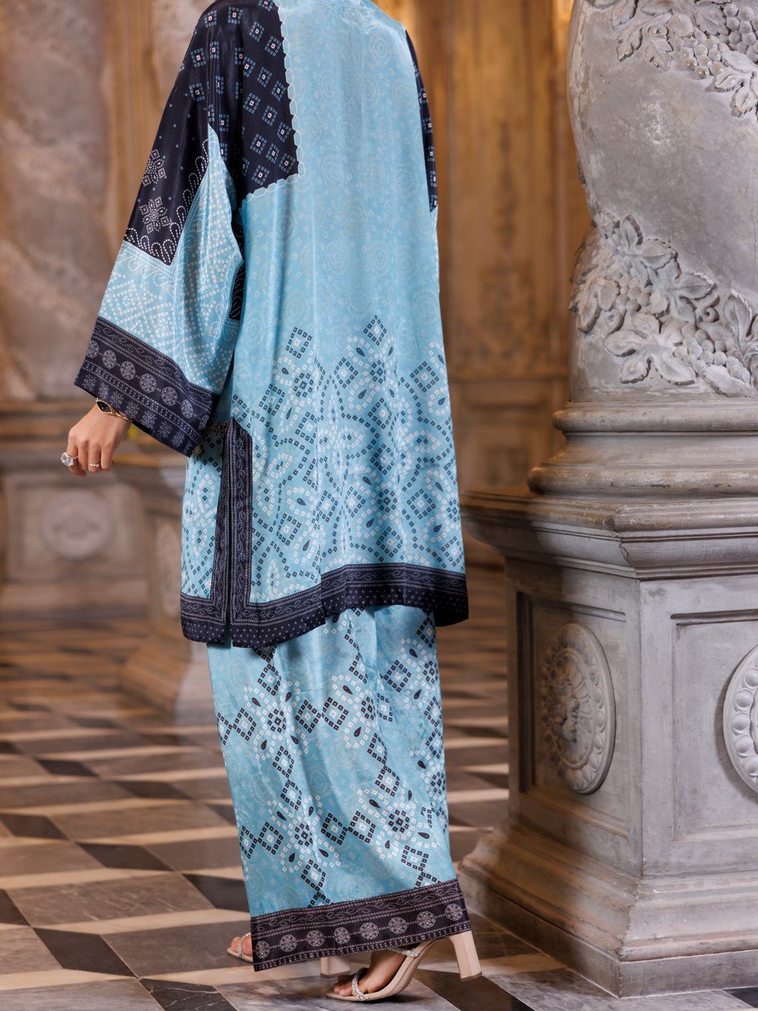 Ice Blue Thai Silk 2Pc Stitched - AL-2PS-LKS-1010