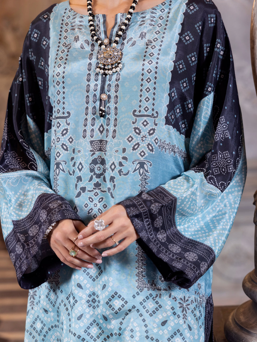 Ice Blue Thai Silk 2Pc Stitched - AL-2PS-LKS-1010