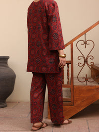 Maroon Linen 2 Piece Stitched - ALCR-2PS-LKS-1062
