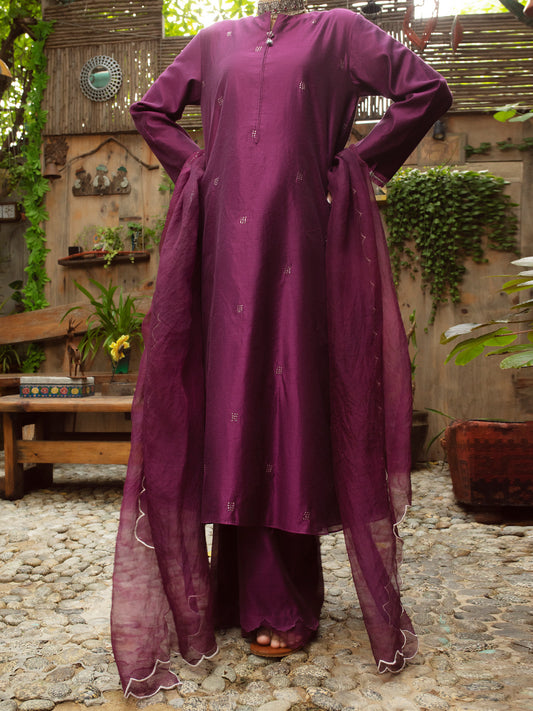 Magenta Modal 2Pc Stitched - ALCR-2PS-LKS-1069